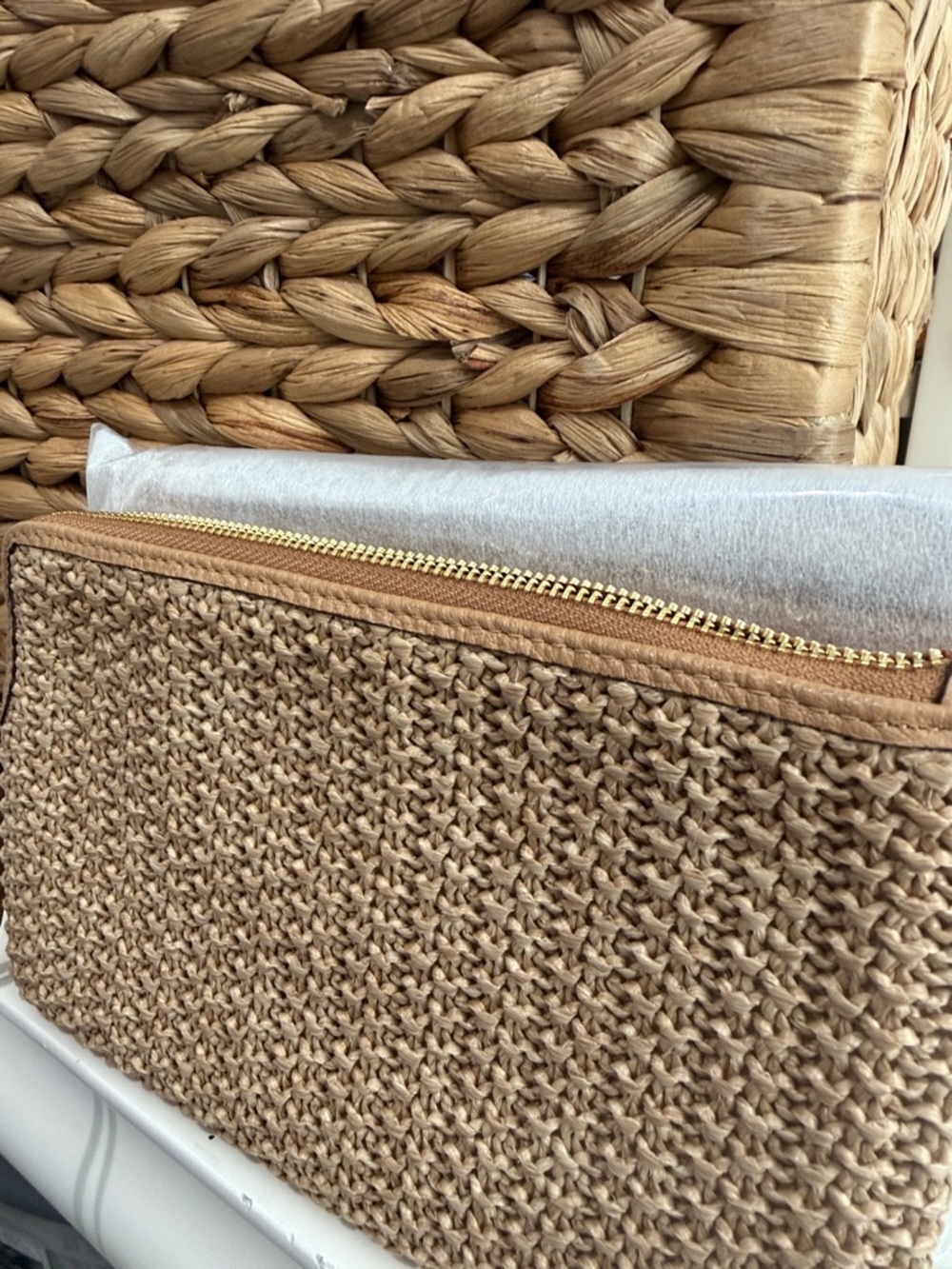 Coach Woven Straw Wristlet Clutch - Picture 4 of 6